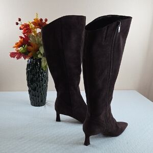 Naturalizer Womans 12W Deesha Mahogany Brown Suede Calf Knee High TRENDING